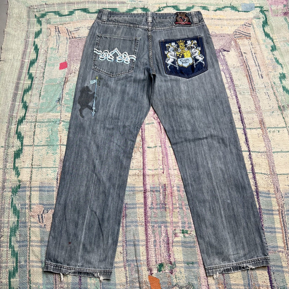 Crown Holder Baggy Jean Size 35x32 Embroidery